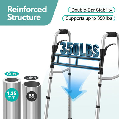 Folding Walkers for Seniors with Skis, Width & Height Adjustable