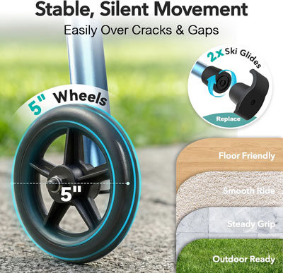 Narrow Walkers for Seniors, Folding Walker for Small Space 350lbs