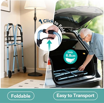 Narrow Walkers for Seniors, Folding Walker for Small Space 350lbs